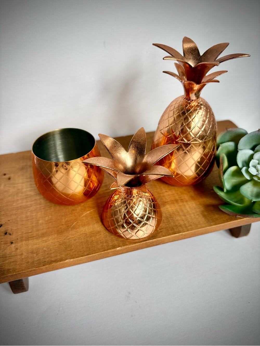 Metallic Copper Pineapple 2 oz. Shot Glasses or Decor- Home Accent Barware - Picture 2 of 3